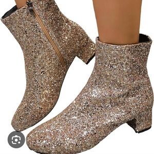 Gold Glitter Heeled Booties!